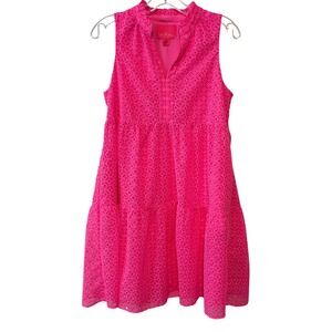 Lilly Pulitzer Women's Pink Novella Eyelet‎ Tiered Swing Dress in Size S
